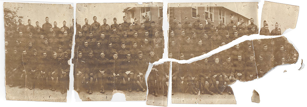 Carol Hawkins Studio. Professional photo restoration by a true artist. 512/327-2700. Before photo of WWI troops from troop ship Leviathan.